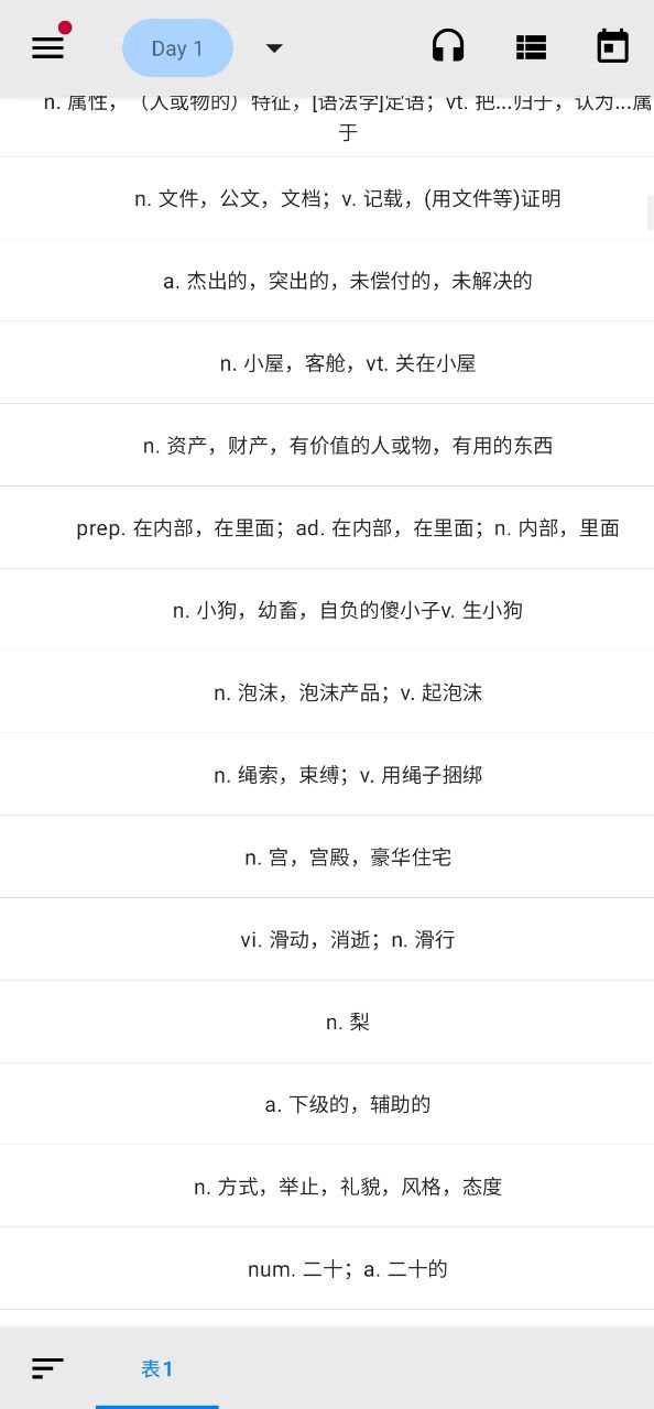 表格背單詞