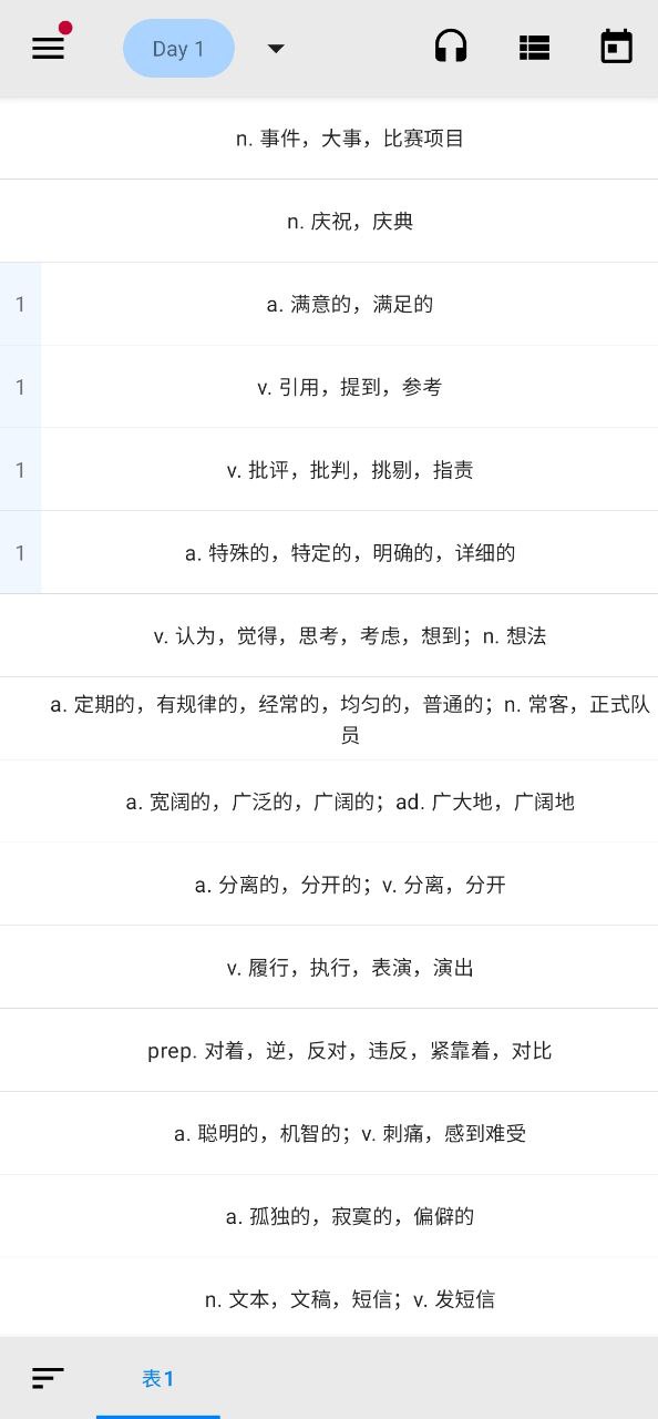 表格背單詞